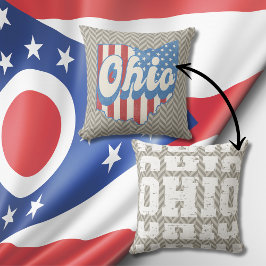 Vintage Ohio-Distressed Geometric Kissen