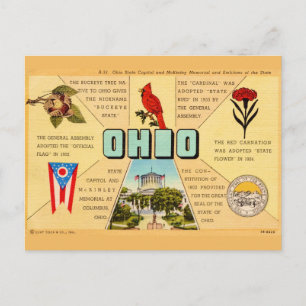 Vintage Ohio Fakten Postkarte
