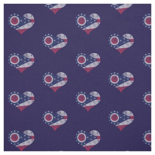 Vintage Ohio-Flaggen-Herzen Stoff (Muster)