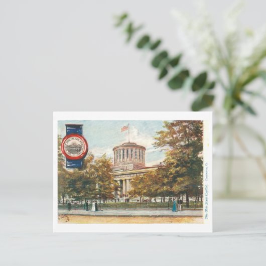 Vintage Ohio Hauptstadt mit Siegel Postkarte (Stehend Vorderseite)