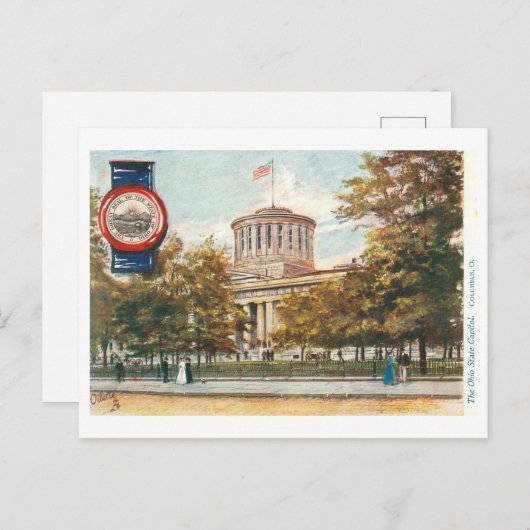 Vintage Ohio Hauptstadt mit Siegel Postkarte (Vorne/Hinten)