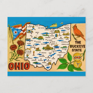 Vintage Ohio-Karte Postkarte