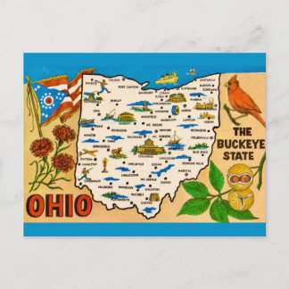 Vintage Ohio Karte Postkarte