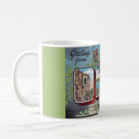 Vintage-Ohio-Postkarten-Tasse Kaffeetasse (Links)