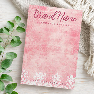 Vintage Ohrkarte mit rosa Spitzen-Schablone