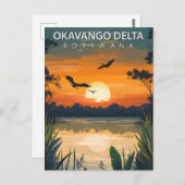 Vintage Okavango Delta Botswana Travel Postkarte (Vorne/Hinten)
