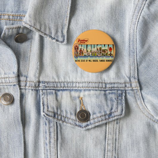 Vintage-Oklahoma-Grußpostkarte Button (Beispiel)