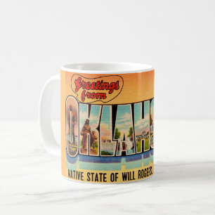 Vintage Oklahoma-Grußpostkarte Kaffeetasse