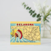 Vintage Oklahoma-Karte als Postkarte (Stehend Vorderseite)
