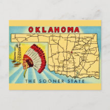 Vintage Oklahoma-Karte als Postkarte