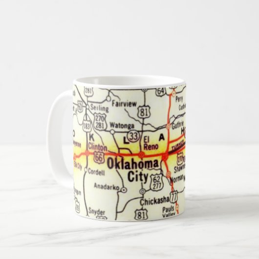 Vintage Oklahoma Road Map Mug Kaffeetasse (Vorderseite Links)