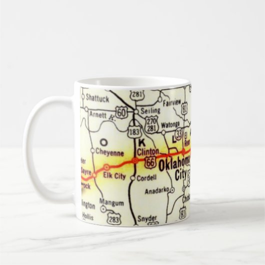 Vintage Oklahoma Road Map Mug Kaffeetasse (Links)