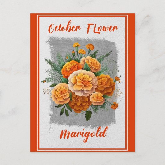 Vintage Oktober Blume Marigold Floral Postkarte (Vorderseite)
