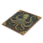 Vintage-Oktopus 3D-Effekt Nautilus Aquatisch Fliese (Seite)
