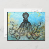 Vintage Oktopus Collage Postkarte (Vorne/Hinten)