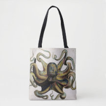 Vintage-Oktopus-Druck All-Over-Print-Tasche