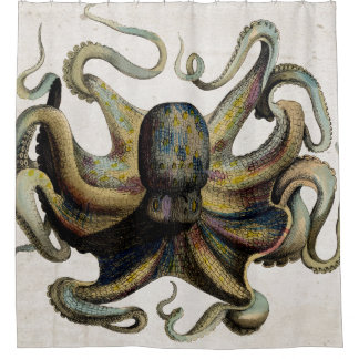 Vintage Oktopus-Druck Duschvorhang
