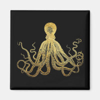 Vintage-Oktopus Gold-Schwarze Tinte Küsten-Nautik