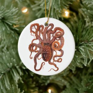 Vintage-Oktopus Macropus, marine aquatische Tiere Keramik Ornament