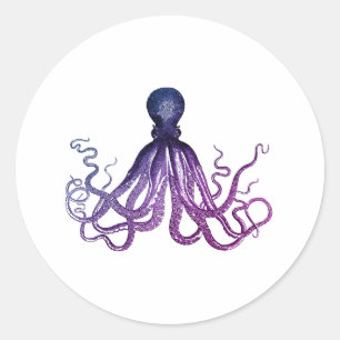 Vintage-Oktopus-Meeresleben Runder Aufkleber