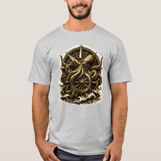 Vintage-Oktopus-Navigator-Nautischer-Kraken-Schiff T-Shirt
