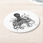 Vintage Oktopus Runder Pappuntersetzer (Angewinkelt)