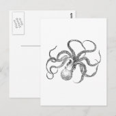 Vintage-Oktopus-Schablone Postkarte (Vorne/Hinten)