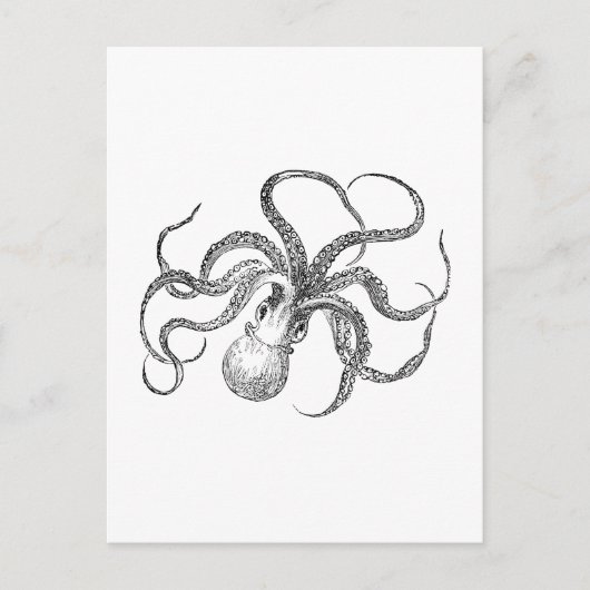 Vintage-Oktopus-Schablone Postkarte (Vorderseite)