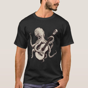 Vintage-Oktopus spielt Gitarre lustiger Rocker-Git T-Shirt