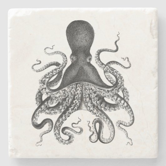 Vintage Oktopus Steinuntersetzer (Vorderseite)