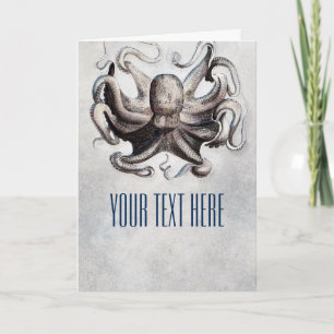 Vintage-Oktopus-Strand-Nautik-Grußkarte zum Falten Karte