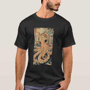 Vintage-Oktopus-Ukiyo-e-Japanisch-Retro-Blüten-Oze T-Shirt