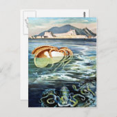 Vintage Oktopus und Tintenfisch Postkarte (Vorne/Hinten)