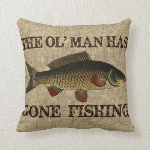 Vintage Ol' Man ist zum Fischen gegangen Kissen
