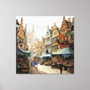 Vintage Old Amsterdam Kunst Leinwanddruck