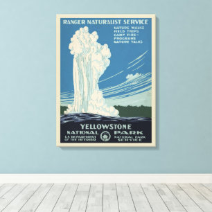 Vintage Old Faithful im Yellowstone-Nationalpark Leinwanddruck