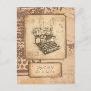 Vintage Old Fashion Art. Geschenk für Autor / Schr Postkarte