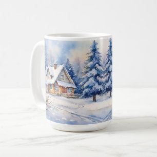 Vintage-Old-Fashioned-Haus-Weihnachtsszene-Tasse Kaffeetasse
