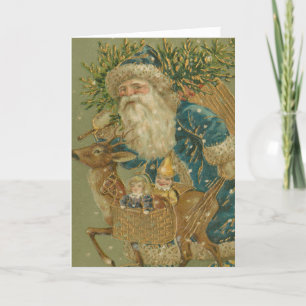 Vintage Old Fashioned Weihnachtsmann Weihnachtsbau Feiertagskarte
