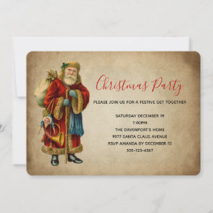 Vintage Old-Fashioned Weihnachtsmann-Weihnachtsfei Einladung