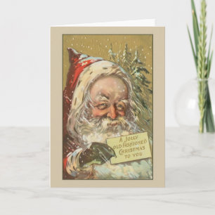 Vintage Old Fashioned Weihnachtsmann-Weihnachtskar Feiertagskarte
