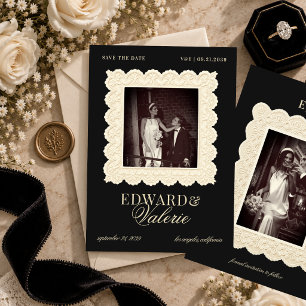 Vintage Old Money 2 Foto Braut Hochzeit Save The Date