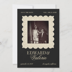 Vintage Old Money 2 Foto Braut Hochzeit Save The Date
