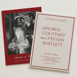 Vintage Old Money Burgunder Hochzeit Einladung