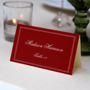 Vintage Old Money Burgunder Hochzeit Platzkarte DI