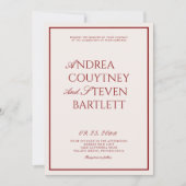 Vintage Old Money Burgundy Wedding Einladung (Vorderseite)