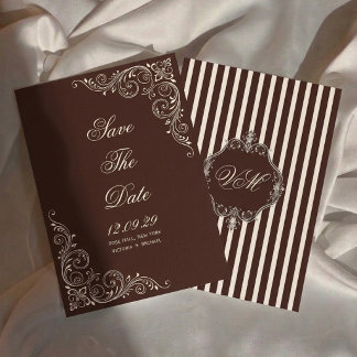 Vintage Old Money Dunkelbraune Hochzeit Chic Save The Date