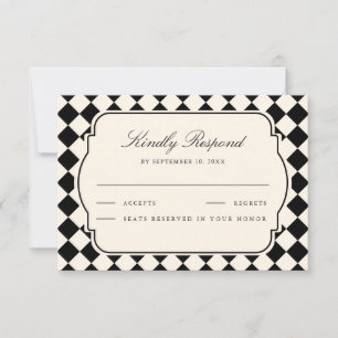 Vintage-Old-Money-Elfenbein-Schwarz-Schachbrett-Ho RSVP Karte