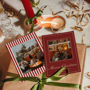 Vintage-Old-Money-Klassisches Weihnachtsfoto Strei Feiertagskarte