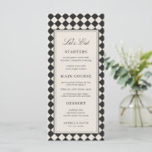Vintage Old Money Preppy Checkered Retro Wedding Menükarte (Stehend Vorderseite)